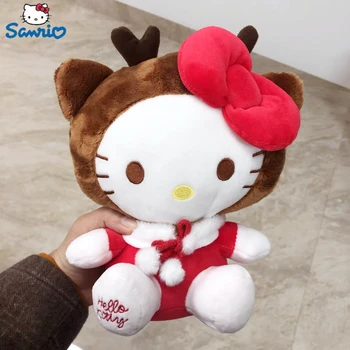 20 см Hello Kitty Kawayi Плюшен Коледна Кукла на Дядо Коледа Лосове Kawai Космати Мека плюшена Играчка Украса на Стаята за Детски Коледни Подаръци