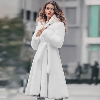 S-4XL 2021, зимни градинска модни дамски дебела топло палто, тънка дълга яке от изкуствена кожа с качулка, паркове, дамски връхни облекла с колан