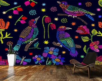 Обичай papel de parede infantil, Креативна цветна бродерия народна художествена картина за украса на фона на дивана водоустойчиви тапети