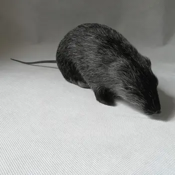 симулация модел на сива мишка във формата на животно, голяма мишка от полиетилен и кожа 22 см, подпори. забавно украса Коледен подарък w5427