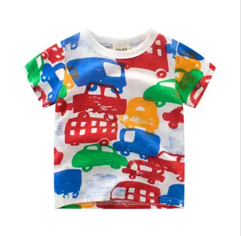 Тениска за момчета и момичета, Лятна Детски дрехи 2020 г. с Къс Ръкав, Тениски от 100% Памук, Тениски с принтом кола, Детски ризи за момичета